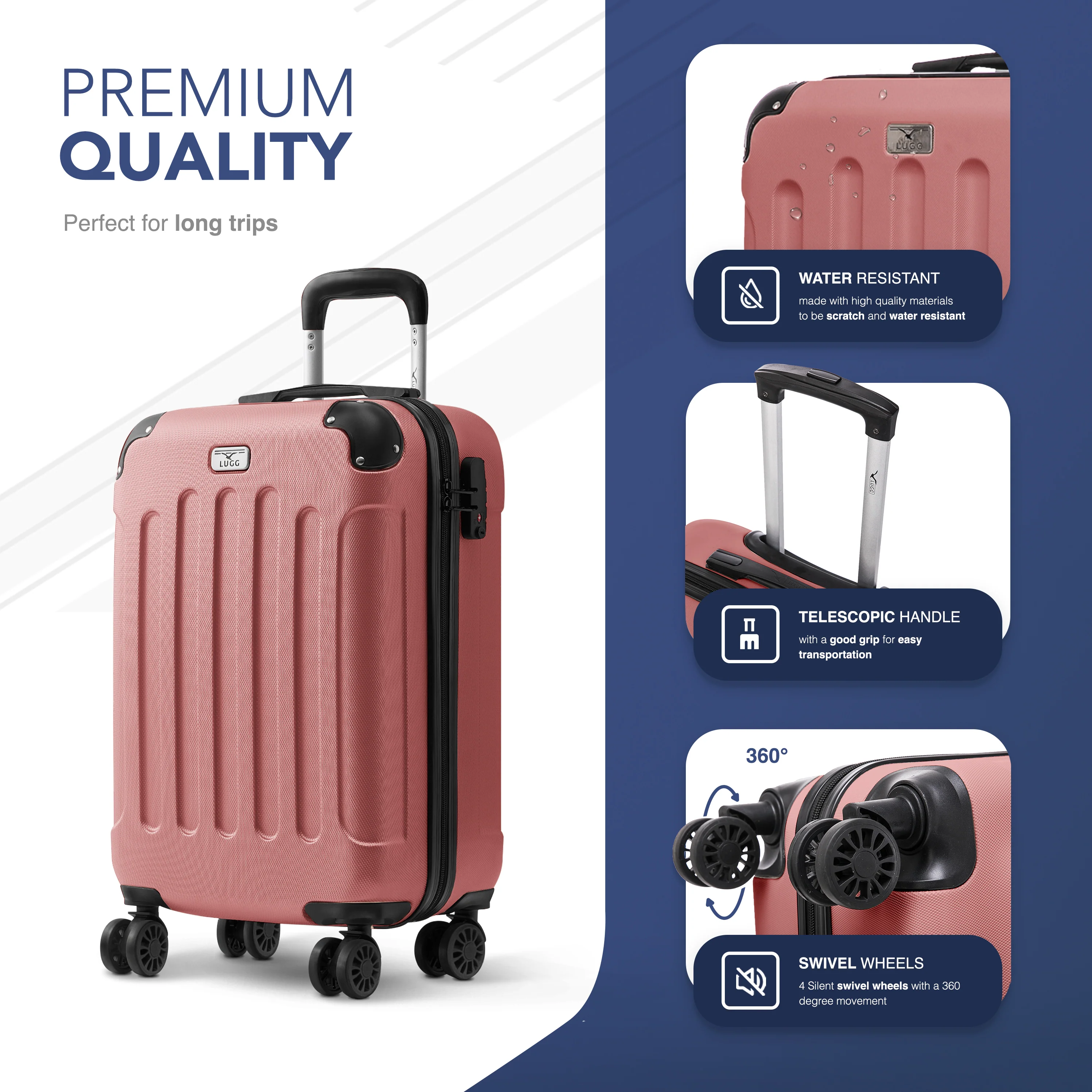 20" Skywander Cabin Suitcase - Rose Gold - Image 6