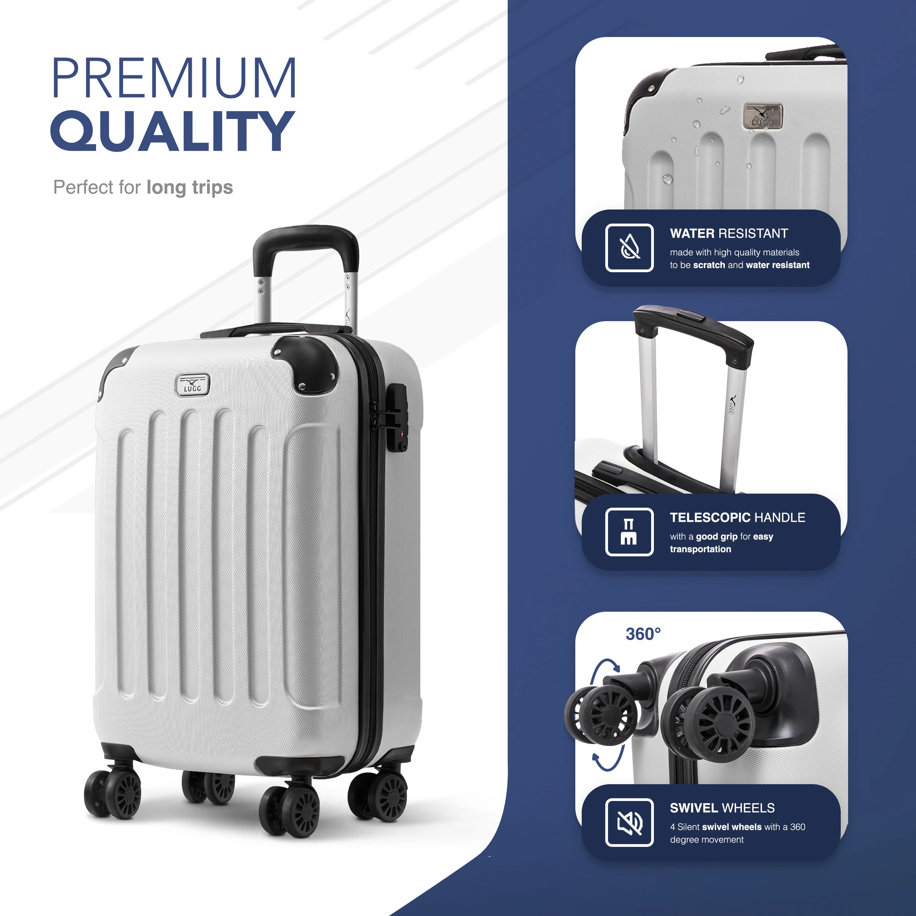 20" Skywander Cabin Suitcase - White - Image 6