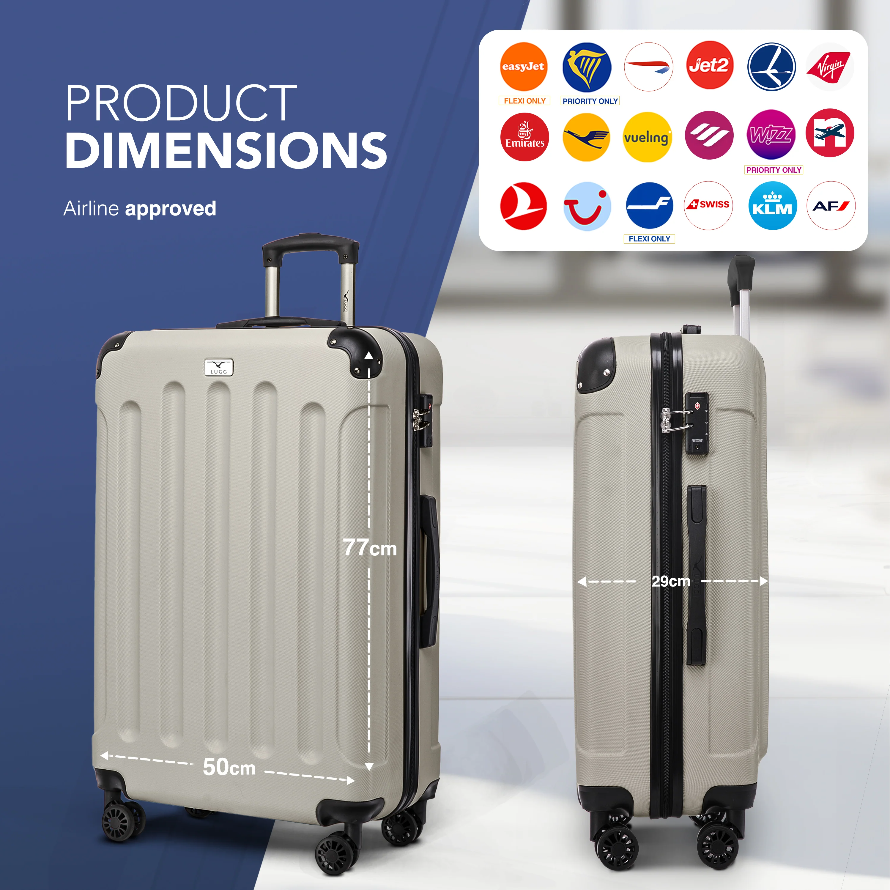 28" Skywander Large Suitcase - Beige - Image 2