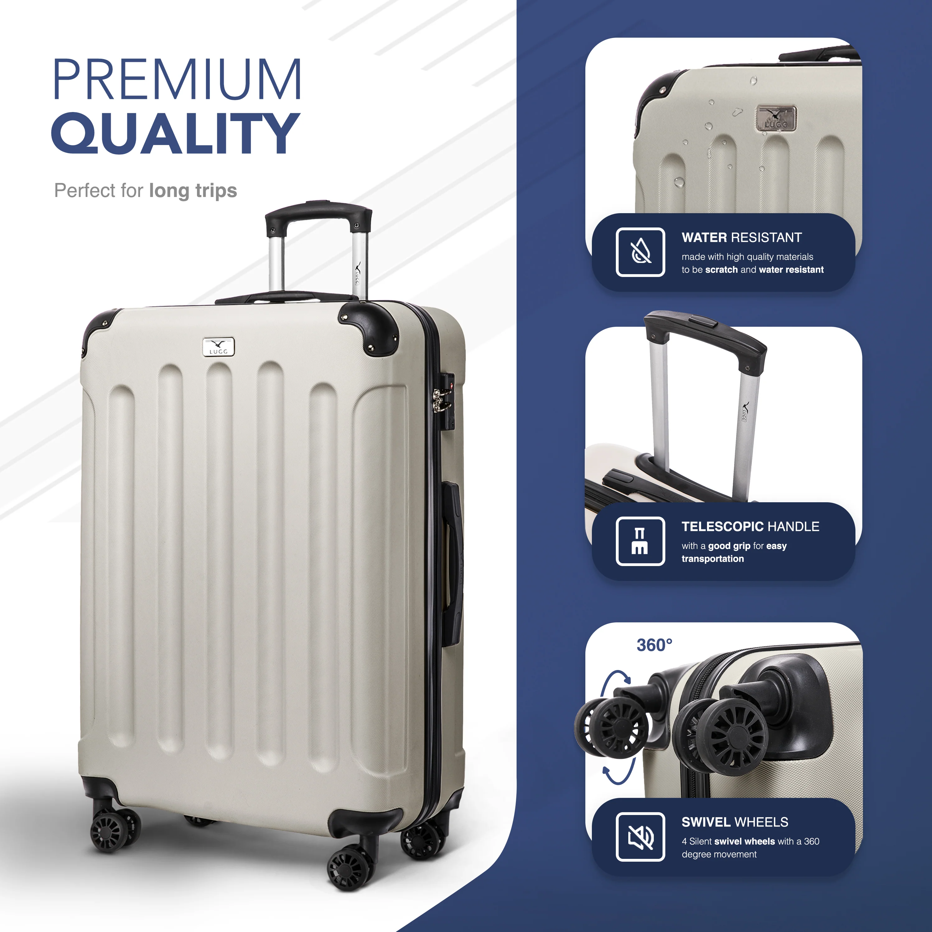 28" Skywander Large Suitcase - Beige - Image 3
