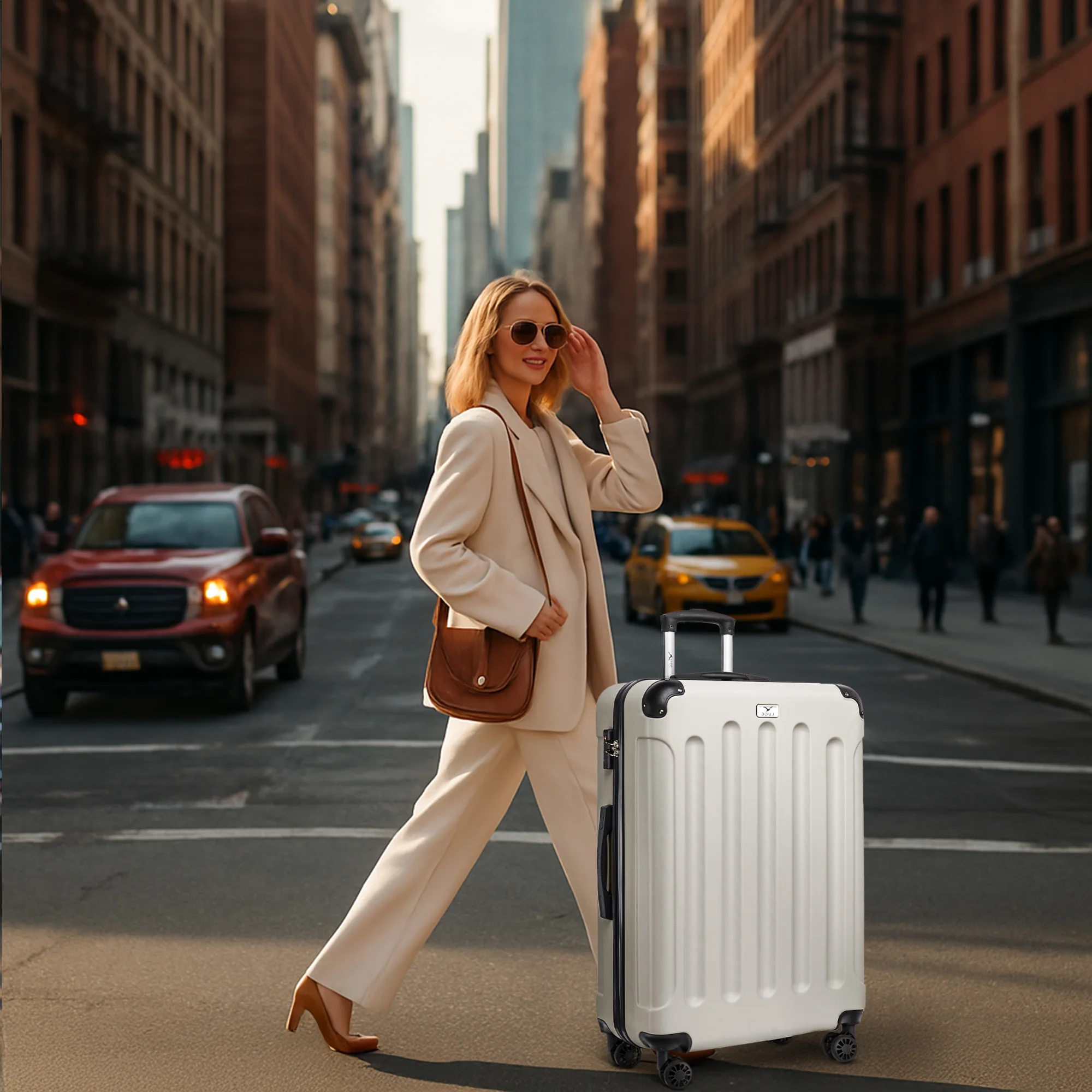 28" Skywander Large Suitcase - Beige - Image 6
