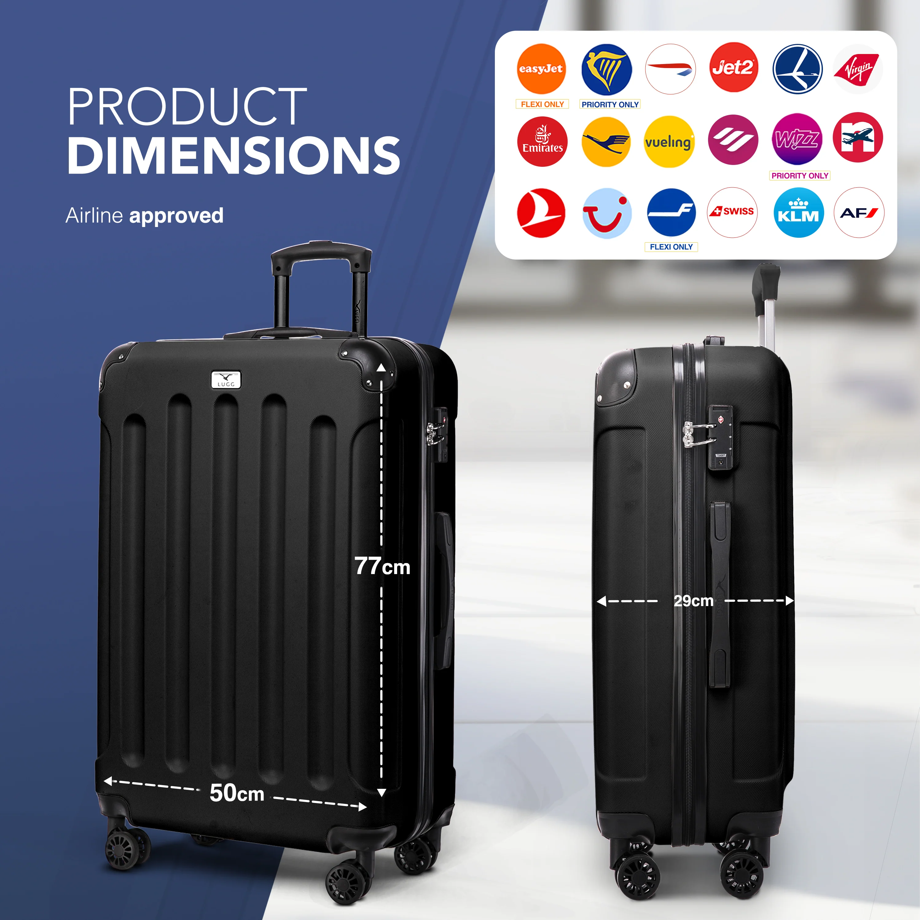 28" Skywander Large Suitcase - Black - Image 2