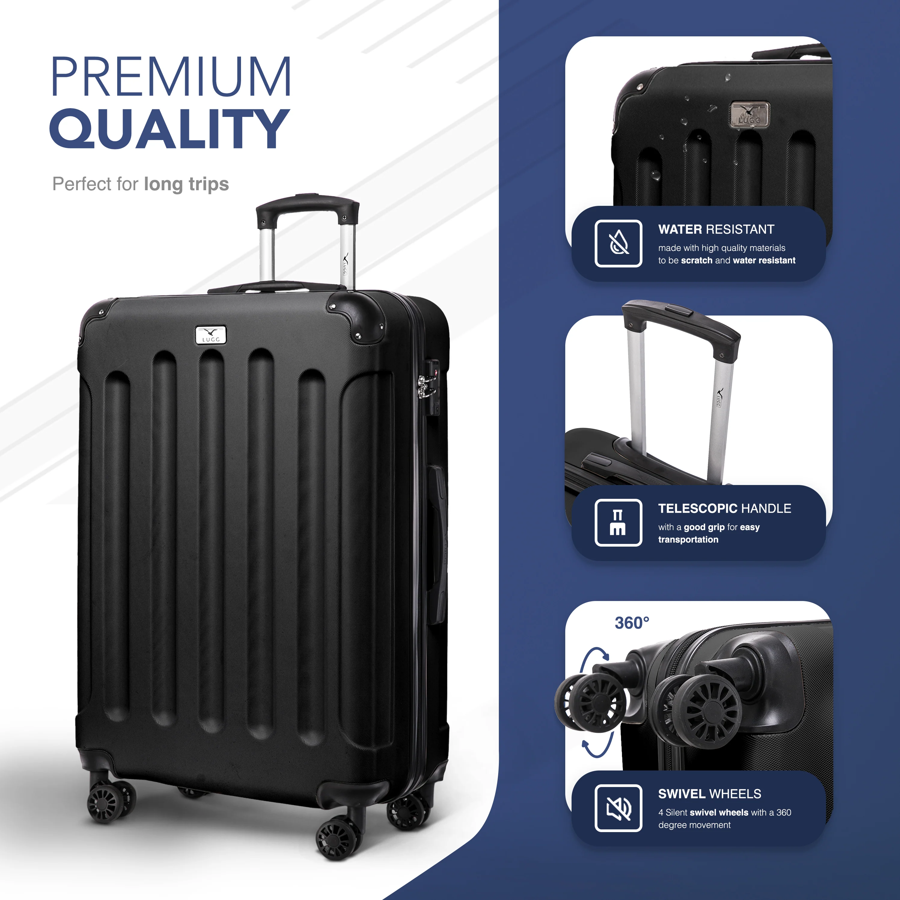 28" Skywander Large Suitcase - Black - Image 3