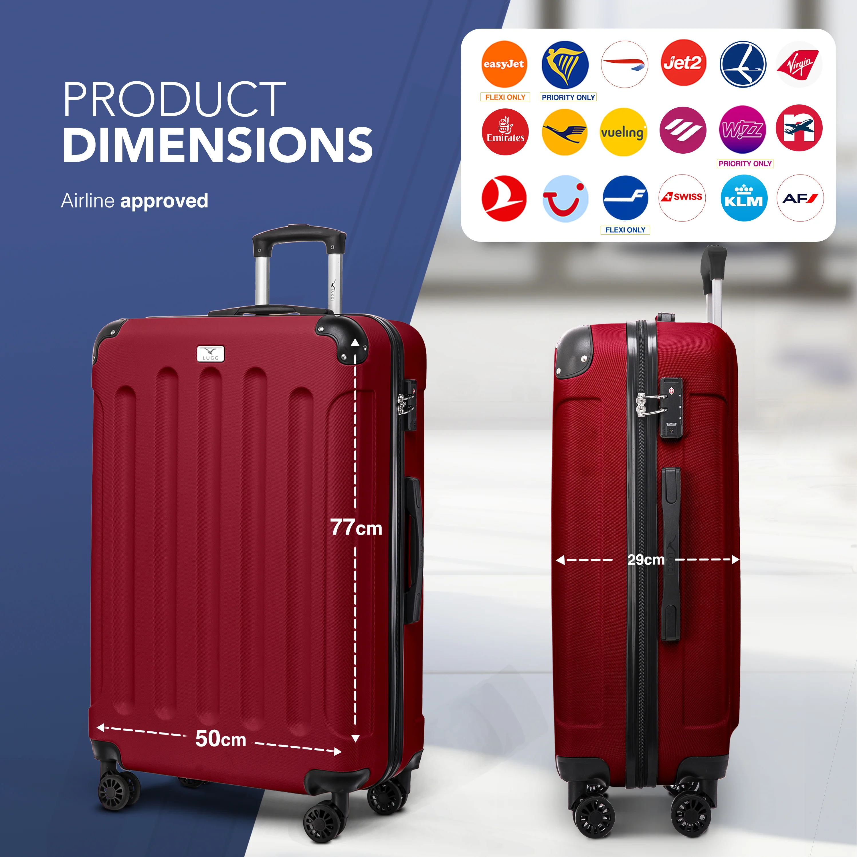 28" Skywander Large Suitcase - Burgundy - Image 2