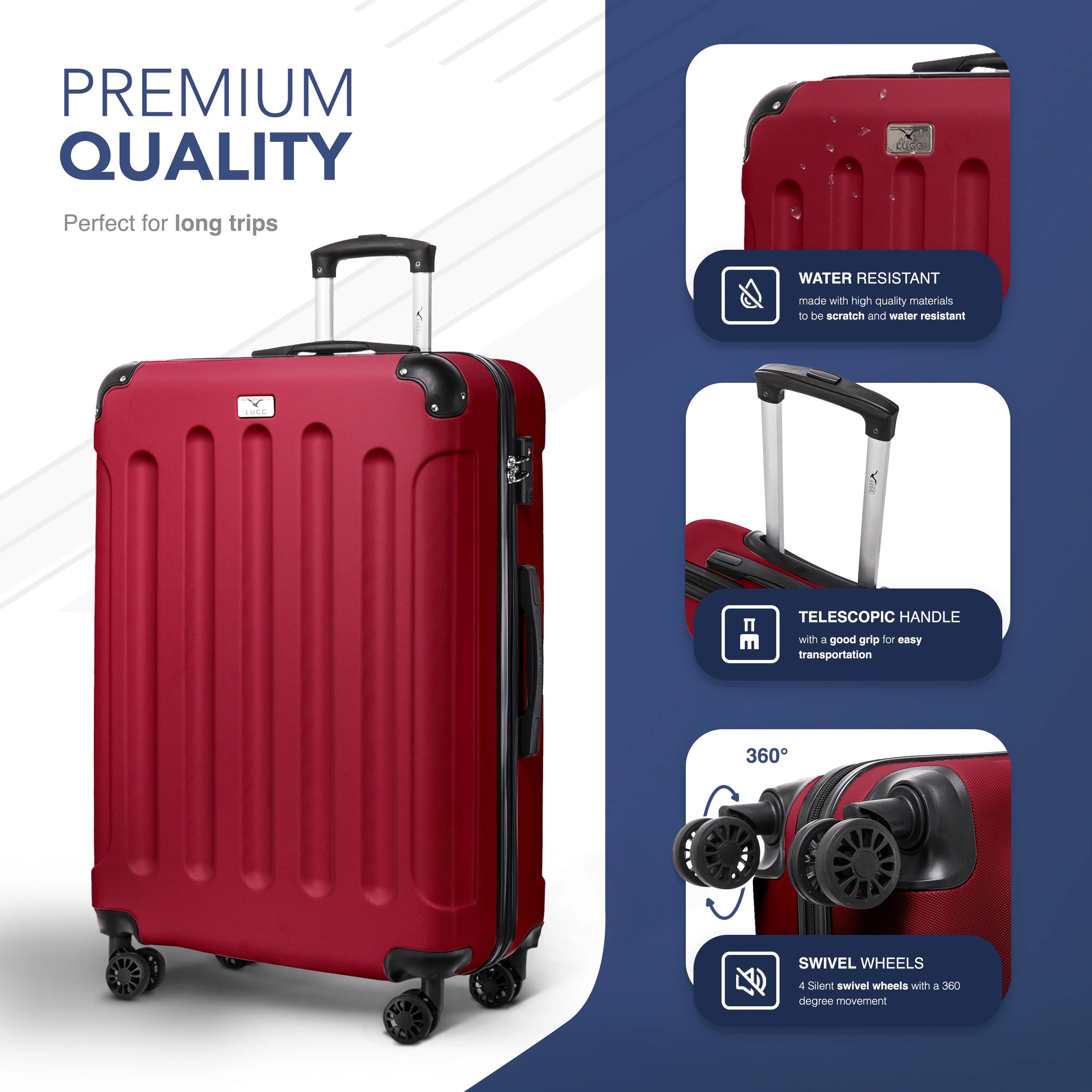 28" Skywander Large Suitcase - Burgundy - Image 3