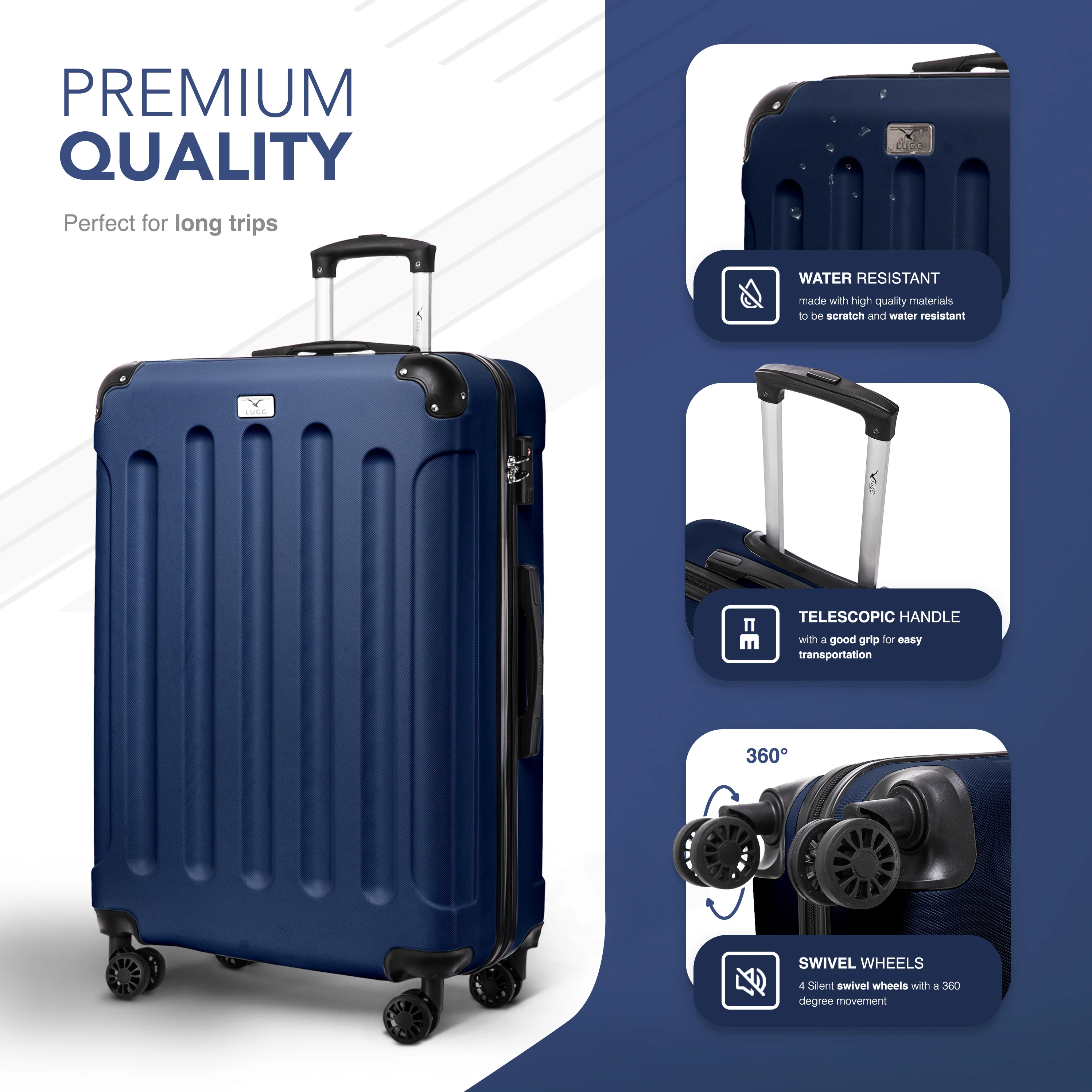 28" Skywander Large Suitcase - Midnight Blue - Image 3
