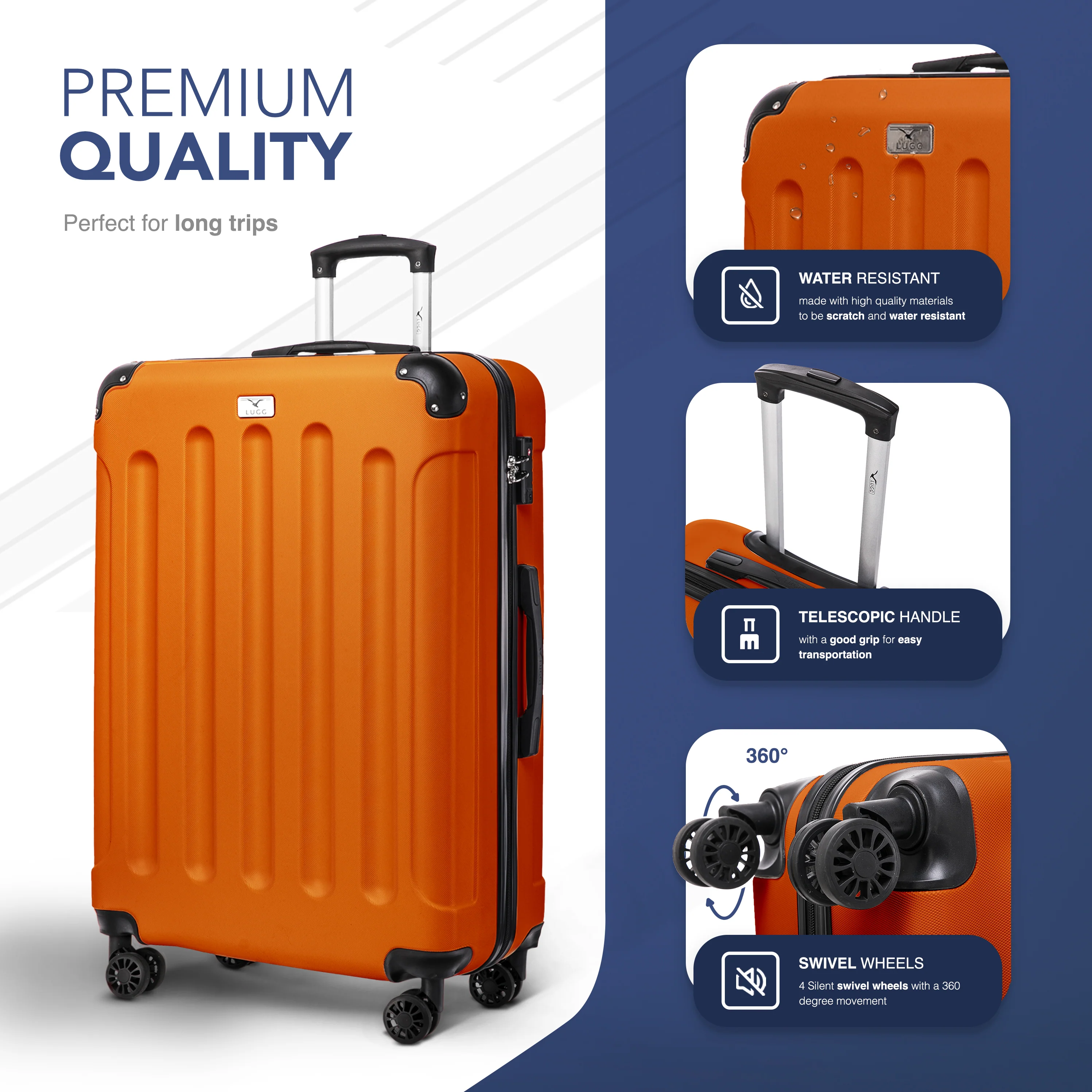 28" Skywander Large Suitcase - Orange - Image 3