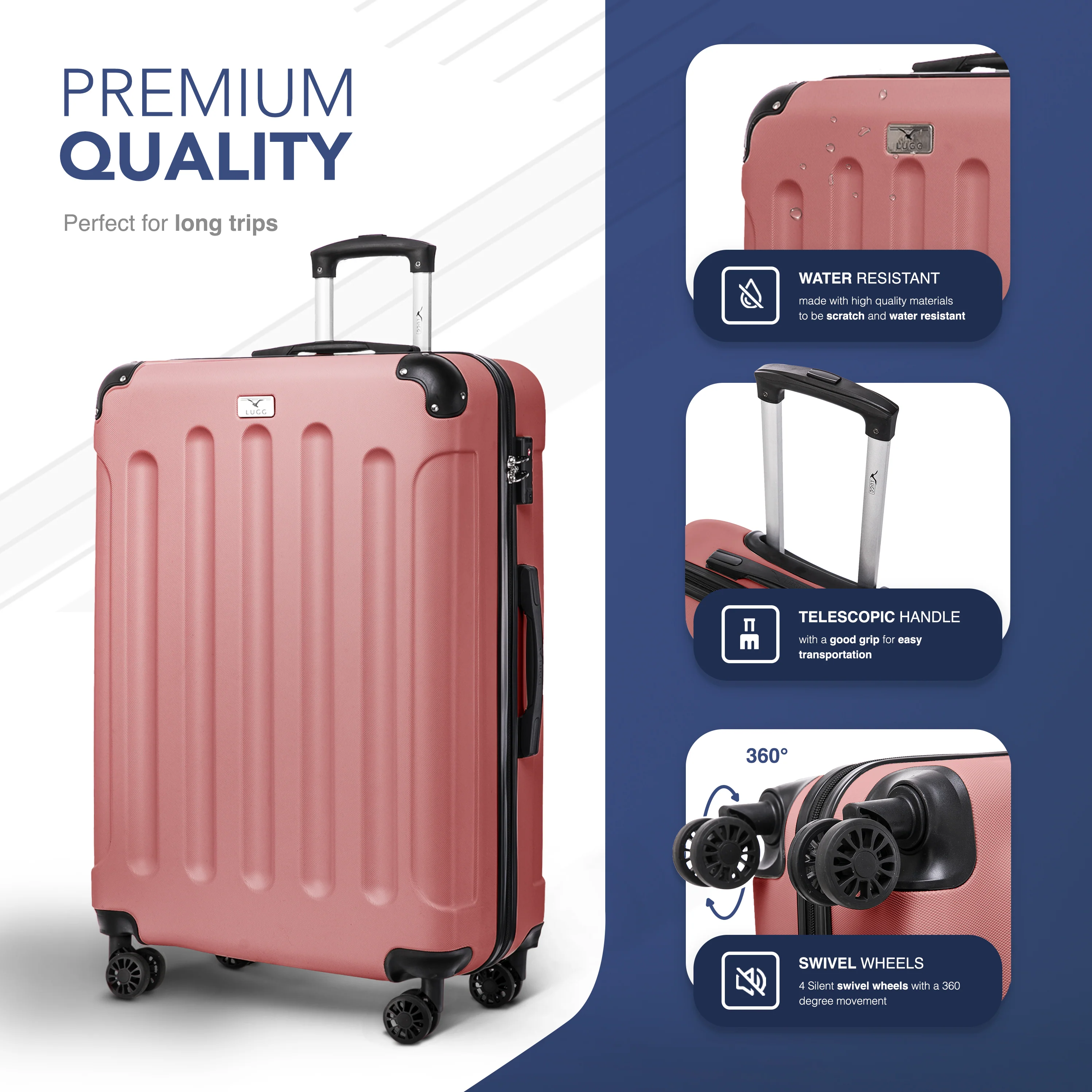 28" Skywander Large Suitcase - Rose Gold - Image 3