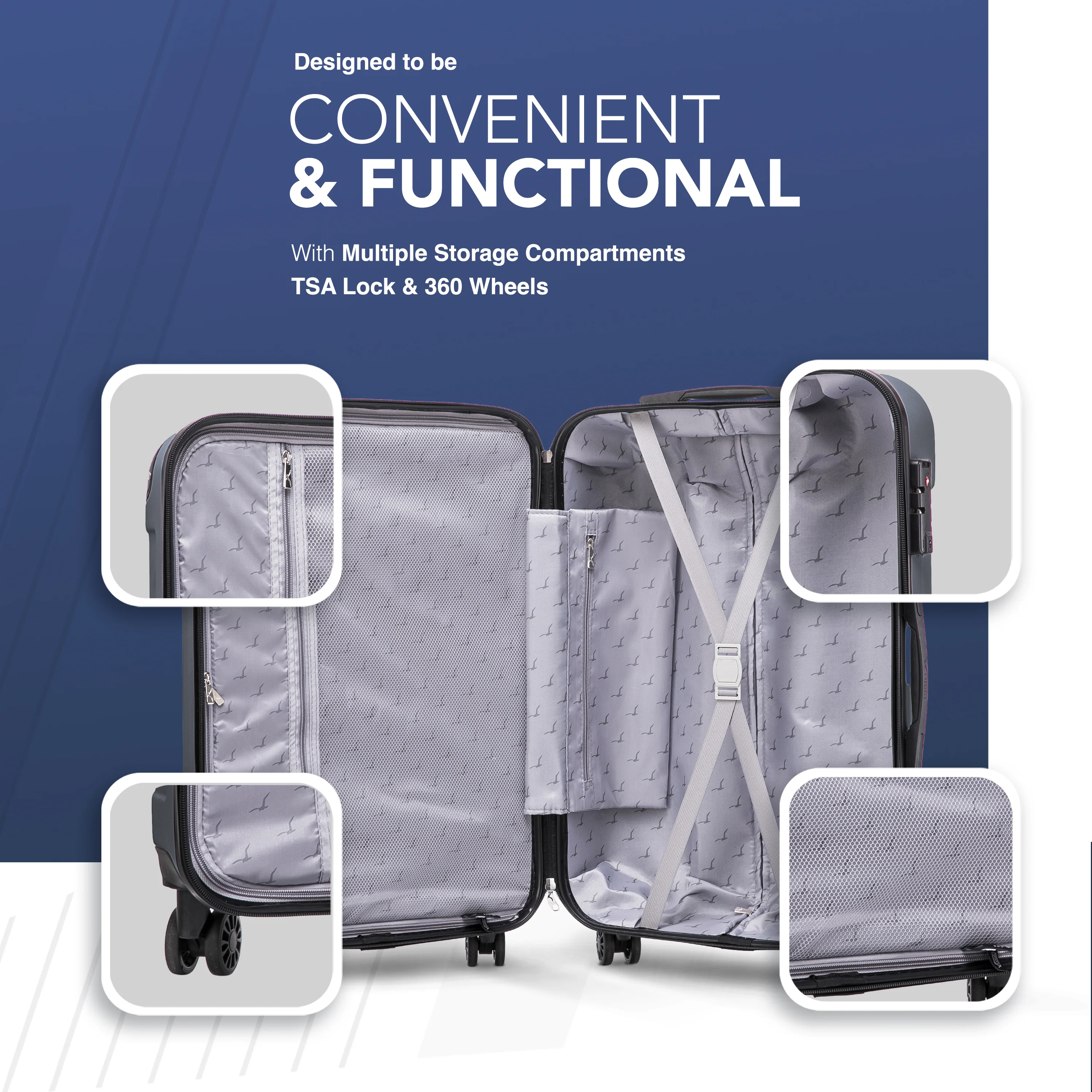 28" Skywander Large Suitcase - Silver - Image 5