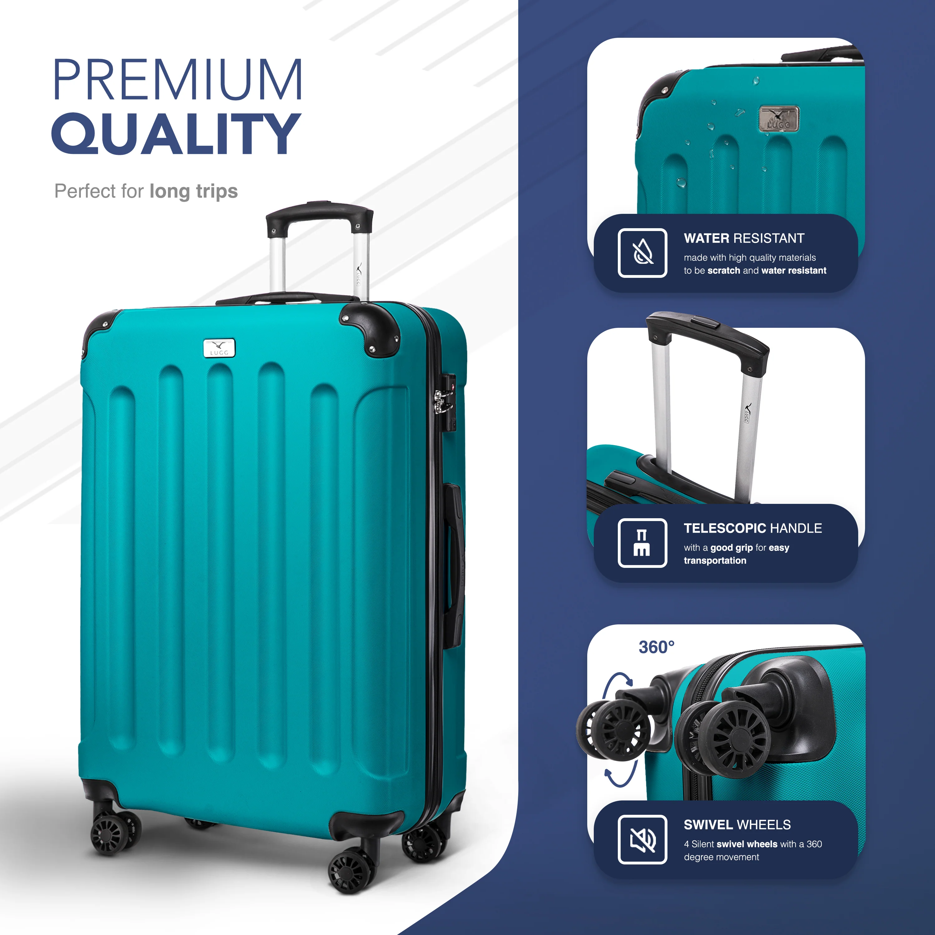 28" Skywander Large Suitcase - Teal - Image 3
