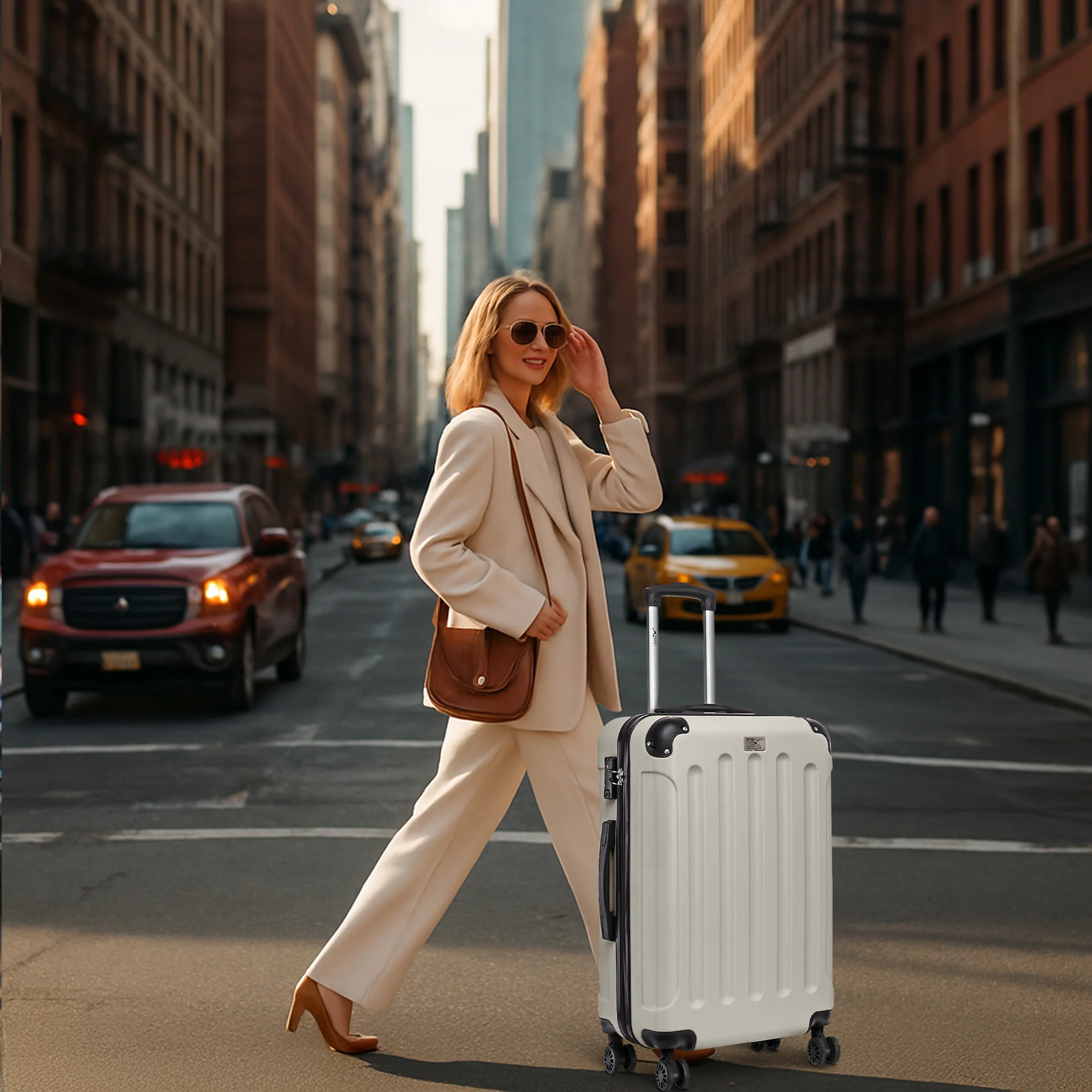 24" Skywander Medium Suitcase - Beige - Image 6