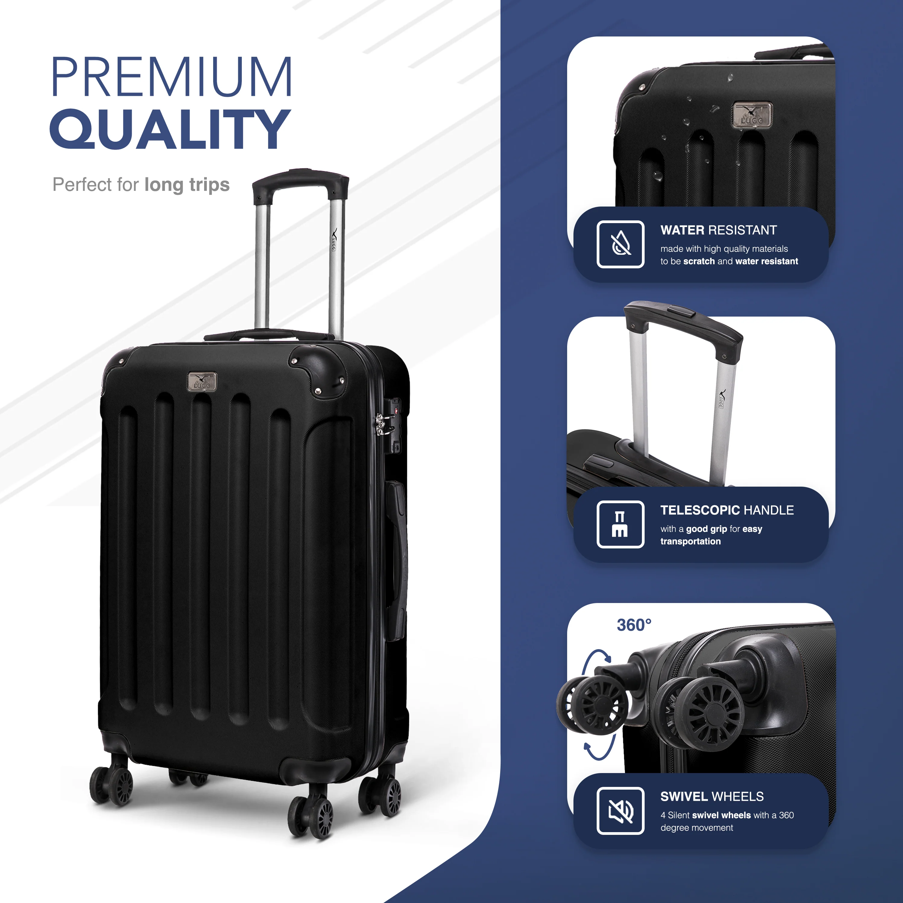 24" Skywander Medium Suitcase - Black - Image 3
