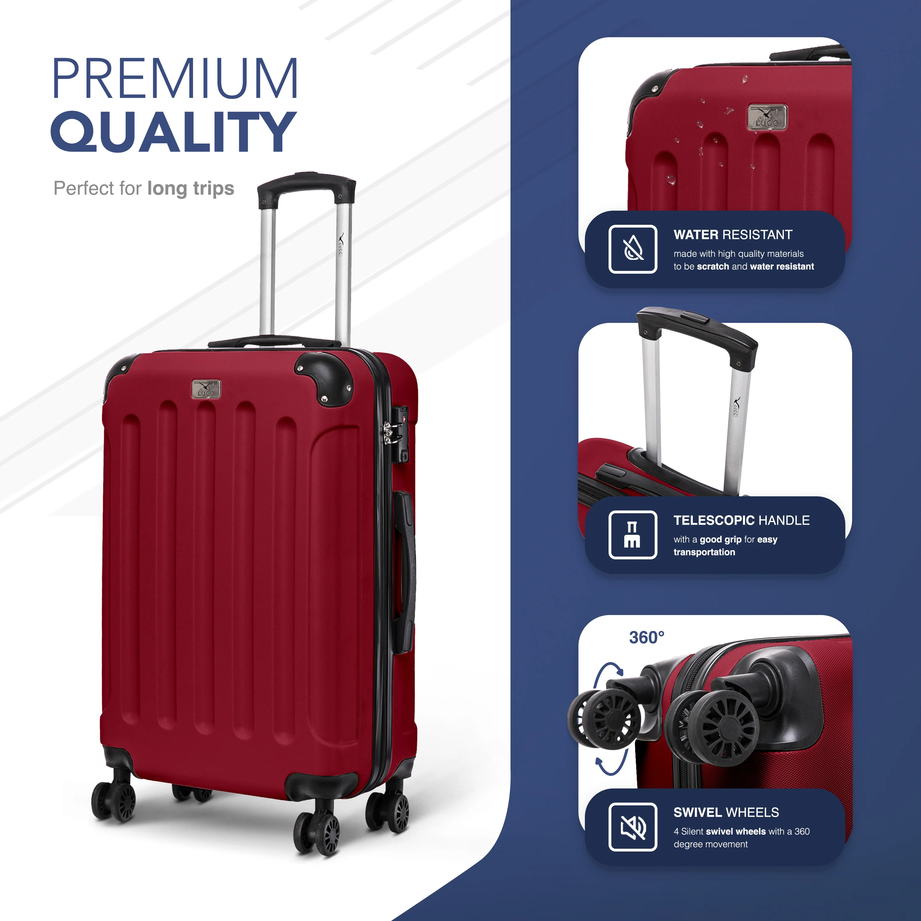 24" Skywander Medium Suitcase - Burgundy - Image 3