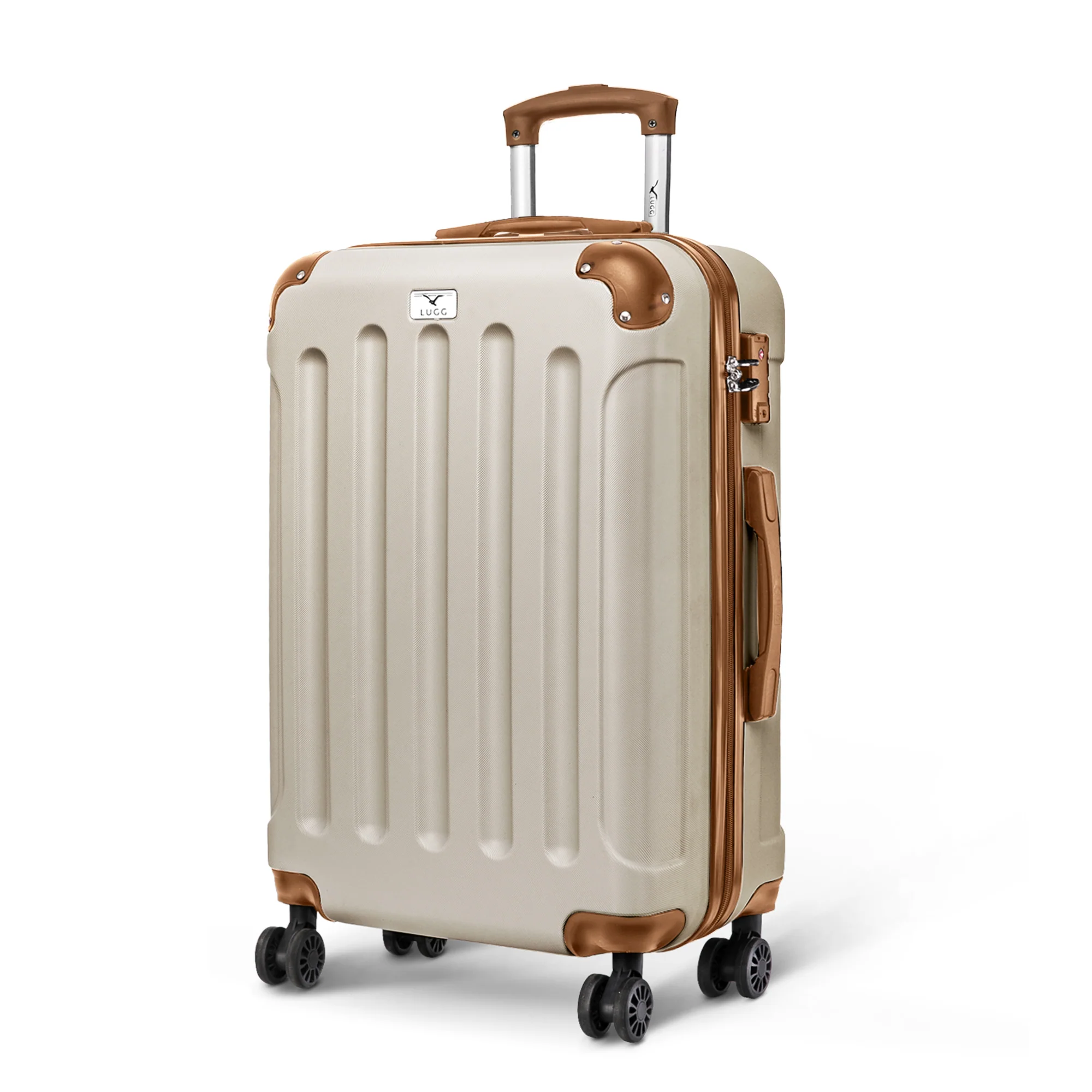 24" Skywander Medium Suitcase - Cream & Brown
