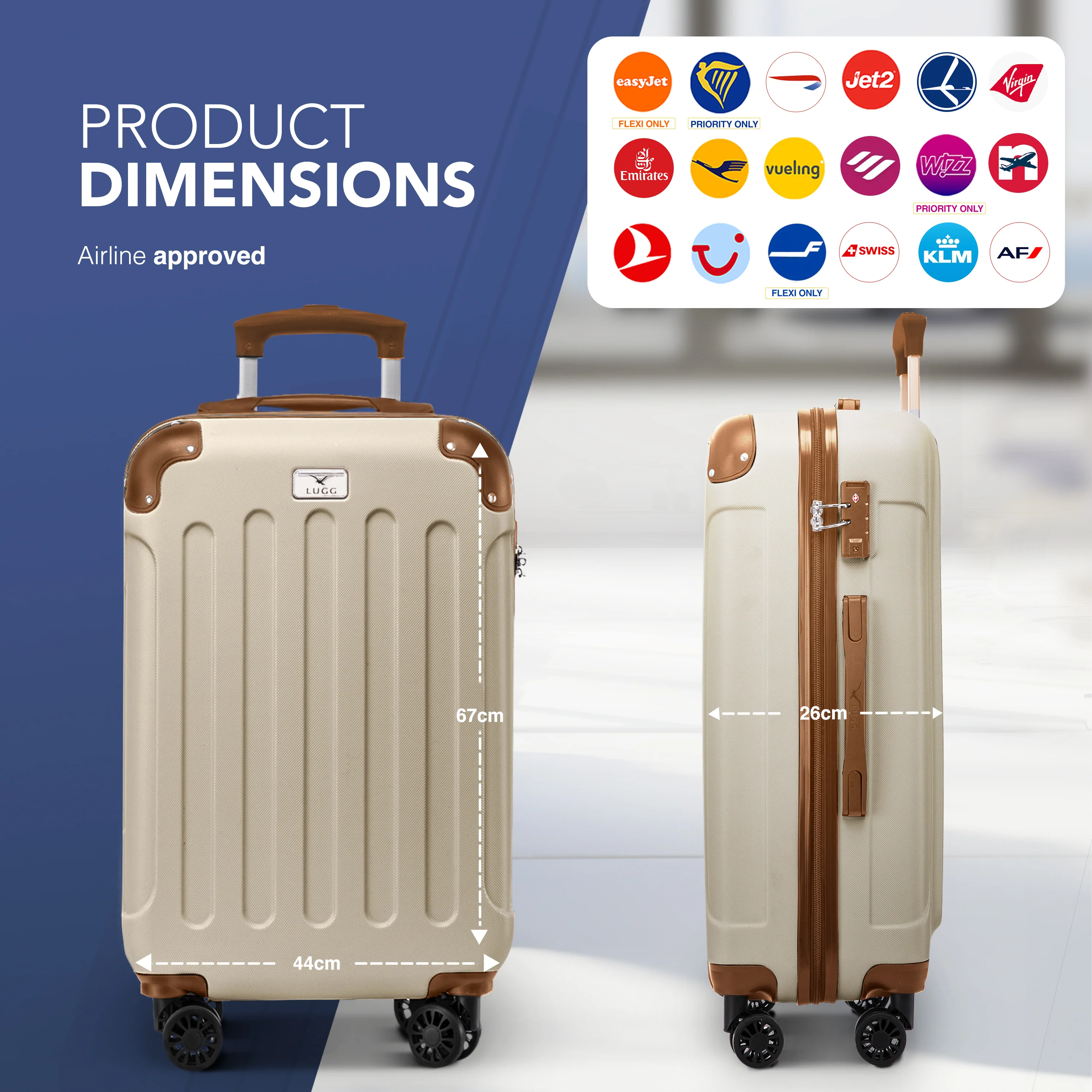 24" Skywander Medium Suitcase - Cream & Brown - Image 2