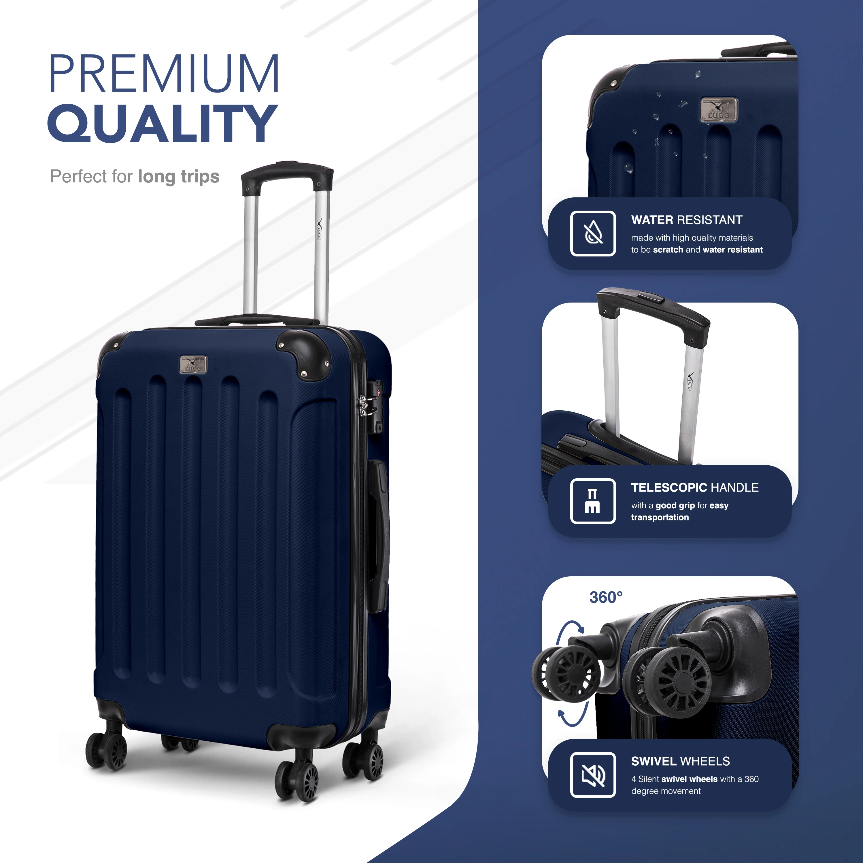 24" Skywander Medium Suitcase - Midnight Blue - Image 3