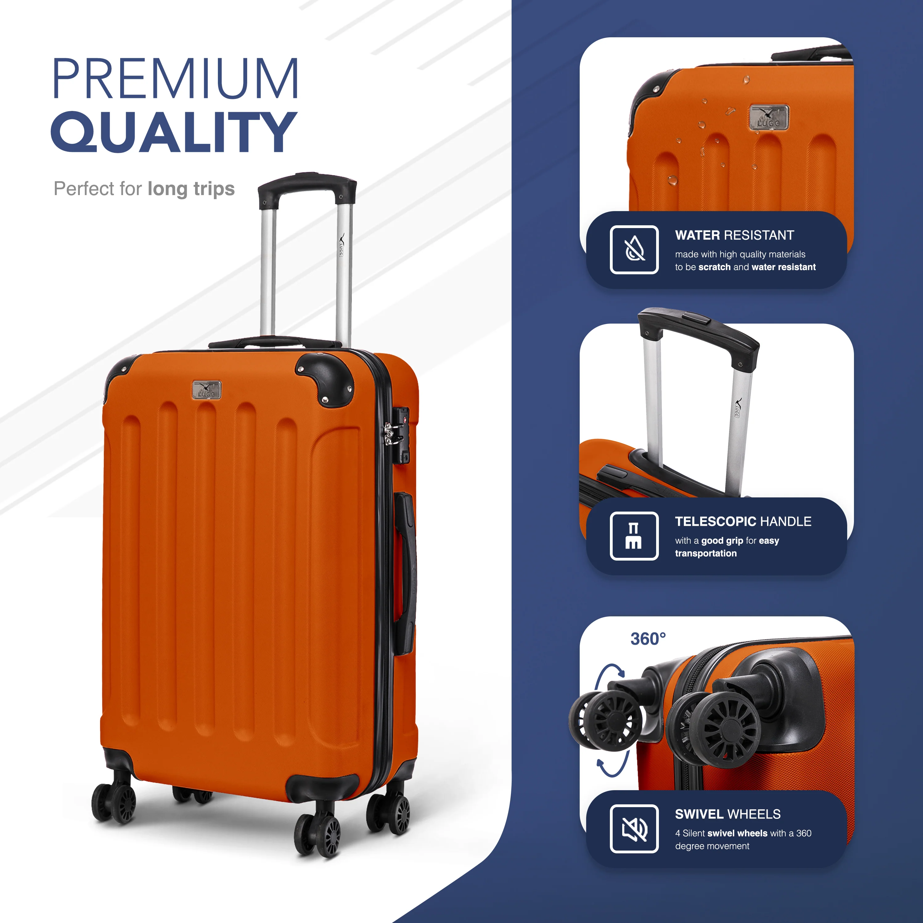 24" Skywander Medium Suitcase - Orange - Image 3