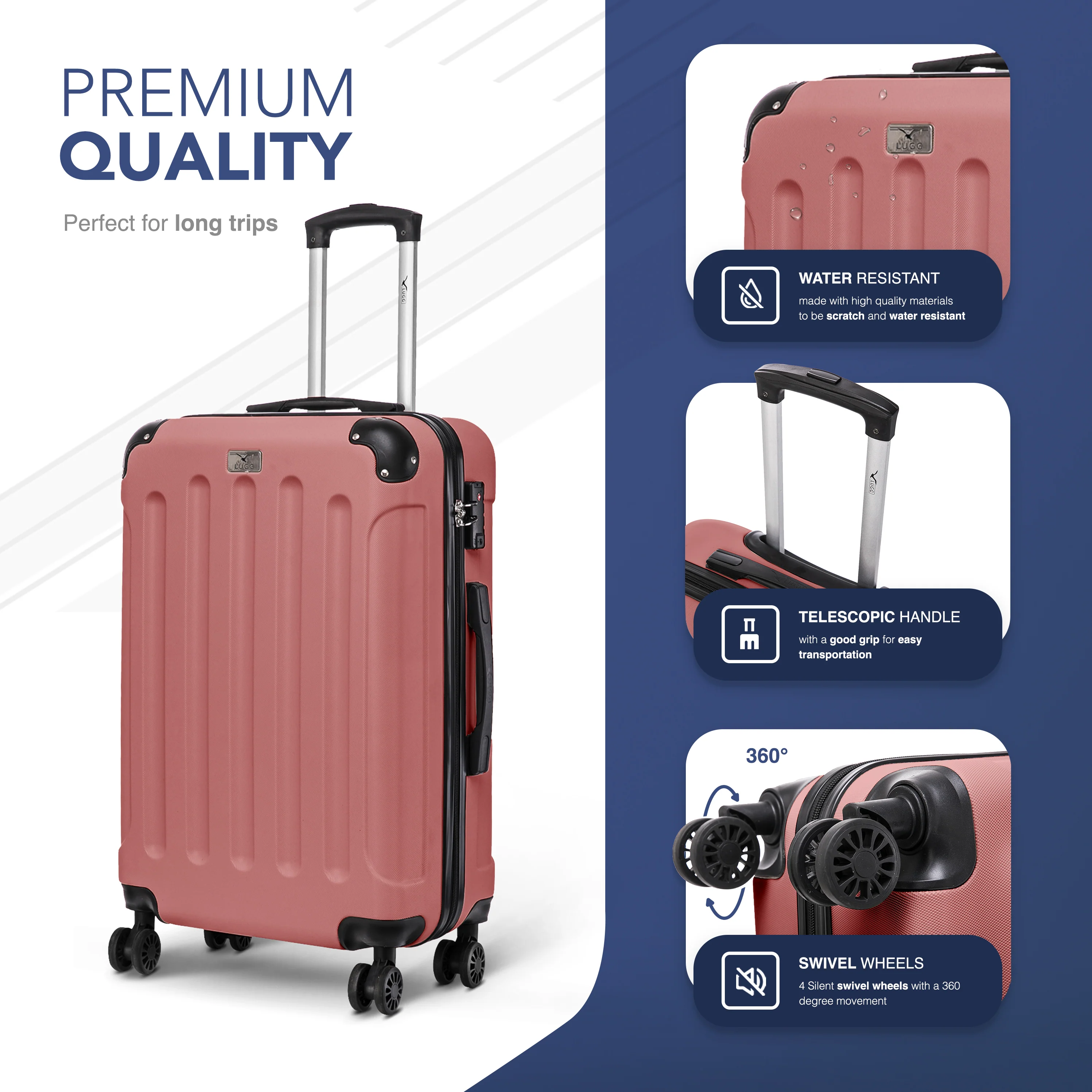 24" Skywander Medium Suitcase - Rose Gold - Image 3