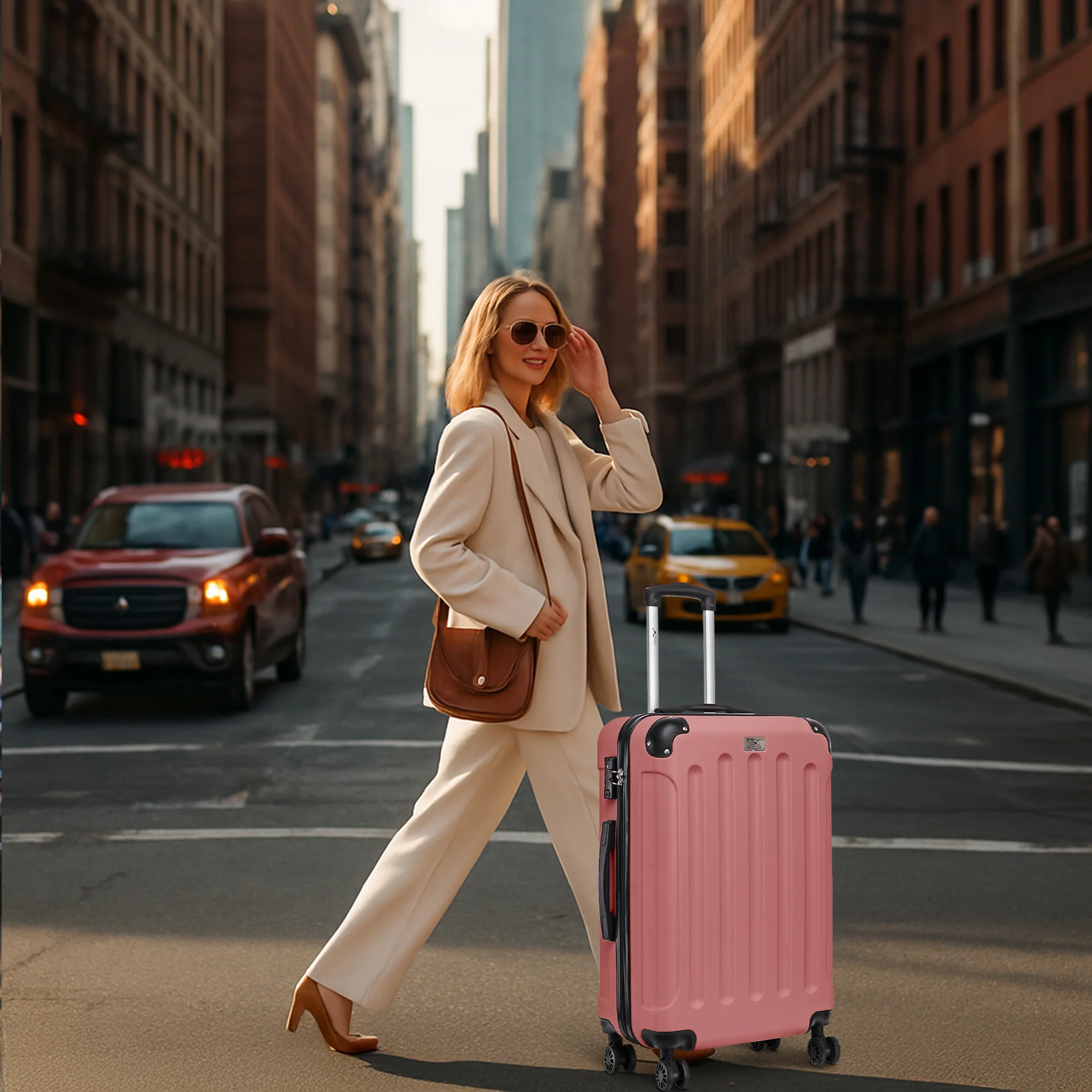 24" Skywander Medium Suitcase - Rose Gold - Image 6