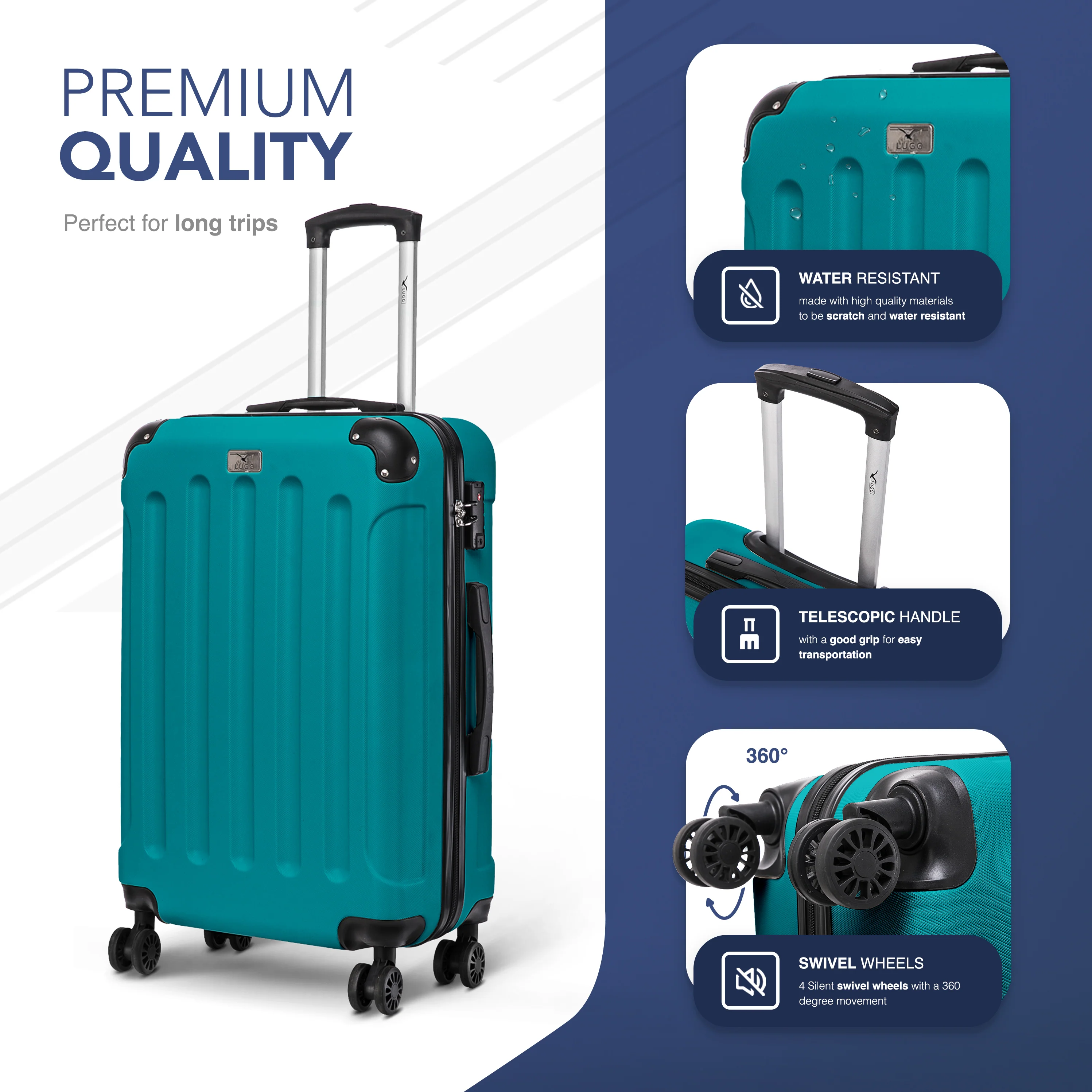 24" Skywander Medium Suitcase - Teal - Image 3