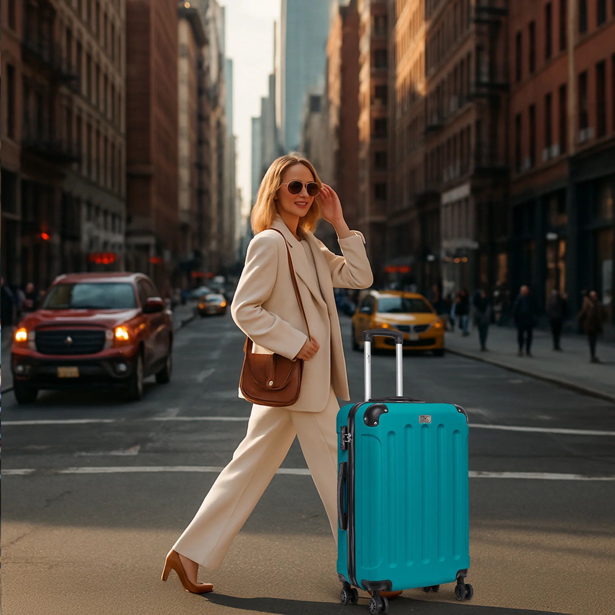 24" Skywander Medium Suitcase - Teal - Image 6