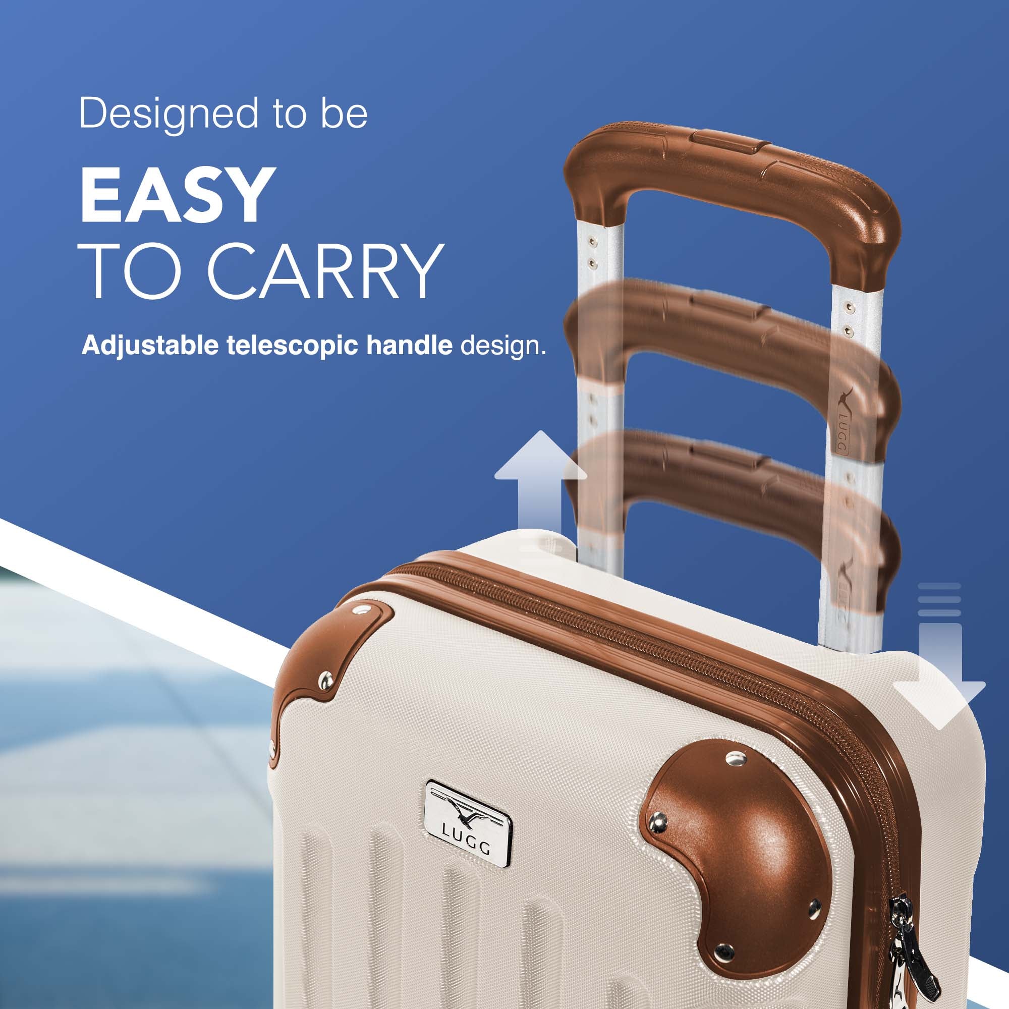 40cm Skywander Underseat Cabin Bag - Cream & Brown - Image 3